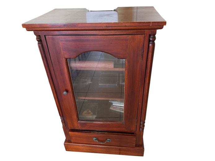 Solid Wood Display Cabinet with Glass Door