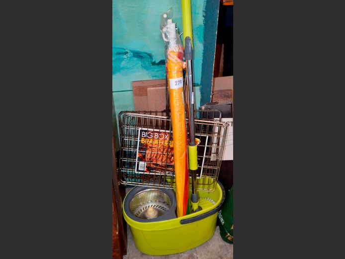 BRAAI GRIDS, BEACH UMBRELLA & MOP WITH TROLLEY BUCKET [85,99]