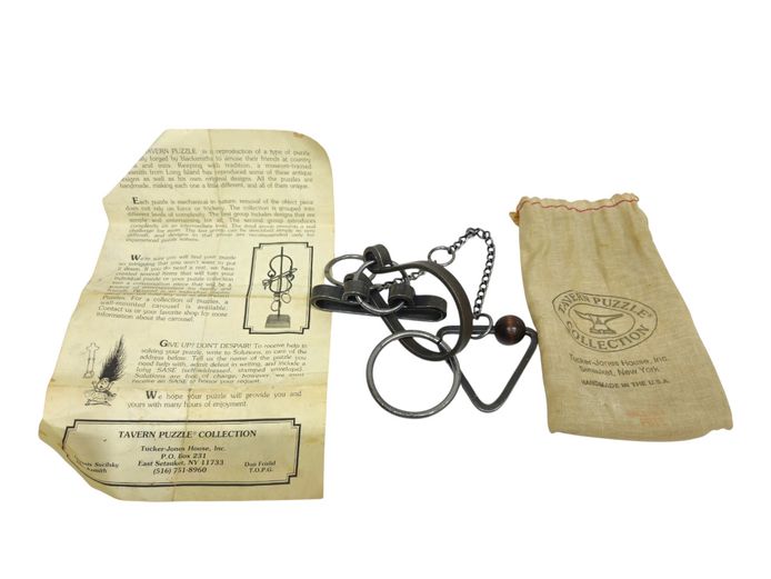 US Hand-Forged Iron "Sneaky Pete" Mechanical Puzzle by Tucker-Jones House (1990)