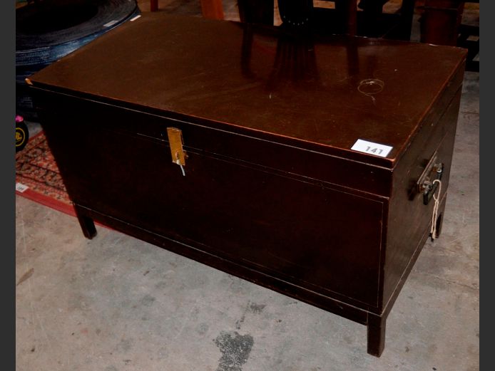 MAHOGANY KIST, 107 x 54 x 62cm [Edges worn, watermarks to top]