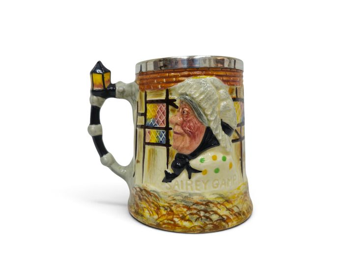 Vintage Lancaster & Sandland Dickensian Character Relief Tankard with EPNS Rim