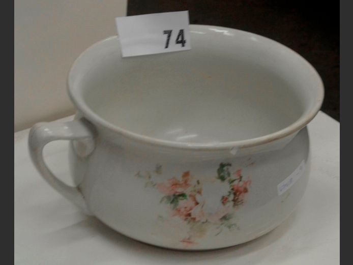 CERAMIC CHAMBER POT, 22cm Diameter x 13cm High