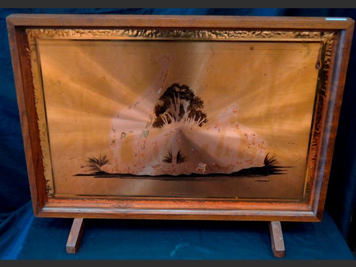 KIAAT & COPPER FIRE SCREEN, 79 x 61cm [In need of restoration]