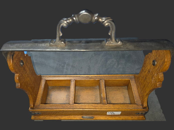 ANTIQUE WOODEN 3 BOTTLE TANTALUS CASE