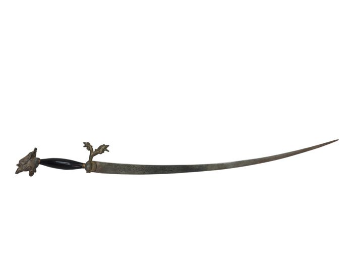 Antique-Style Ornate Dragon Motif Curved Sword