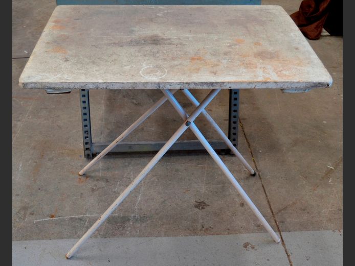 WHITE FOLDING CAMPING TABLE, 81 x 58 x 56cm [Top covered]