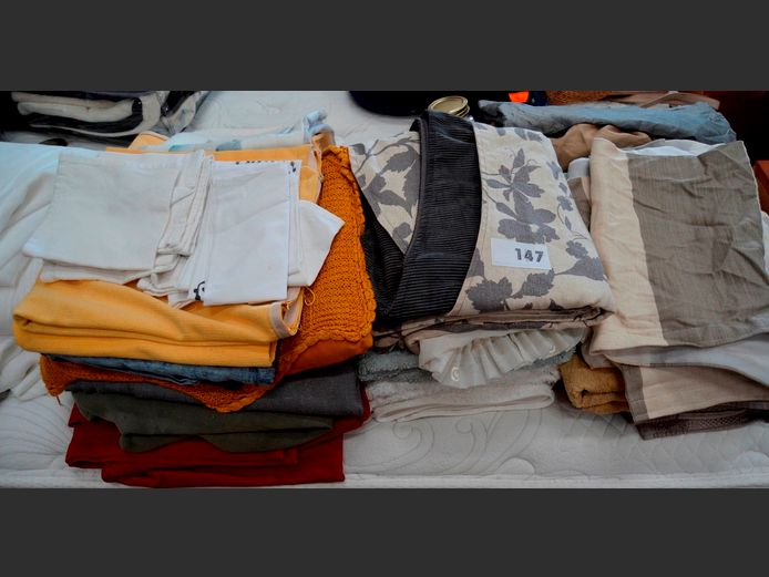 ASSORTED TOWELS, CURTAINS, SCATTER CUSHION COVERS, etc
