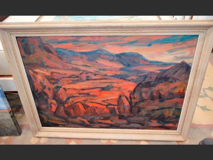 FRAMED ABSTRACT OIL ON BOARD, 86 x 59cm