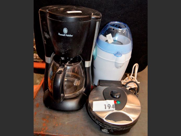 RUSSELL HOBBS COFFEE PERCOLATOR, WAFFLE MAKER & POPCORN MAKER [Untested]