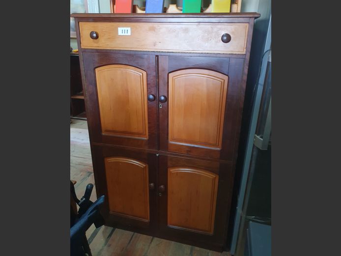 YELLOWWOOD & IMBUIA FALL FRONT DRAWER, 4-DOOR CUPBOARD, 100 x 60 x 155cm