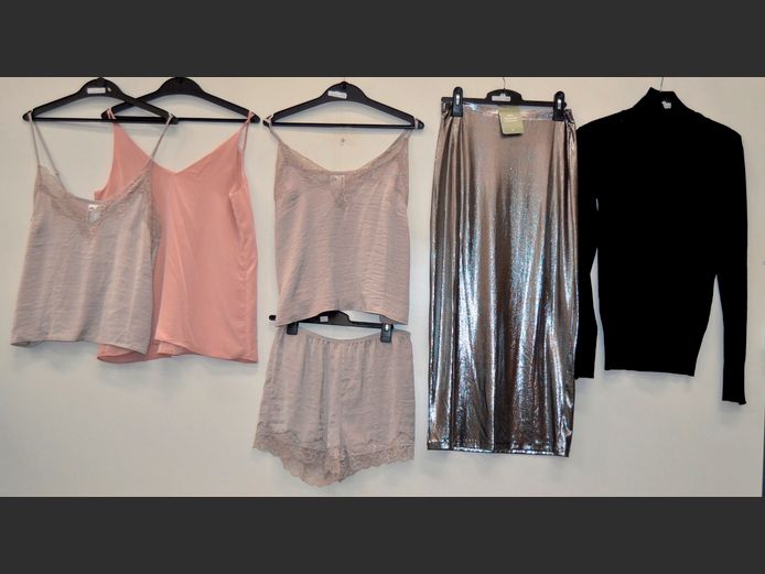 H & M & TRUWORTHS: KNITTED TOP, SILVER SKIRT, SHORTY PYJAMAS, etc