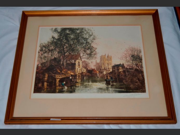 FRAMED PRINT "VENICE" SIGNED CAMILLE FONA, 51.5 x 40cm