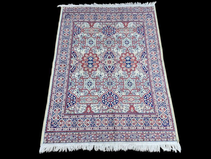 Vintage Persian-Style Fringed Accent Rug