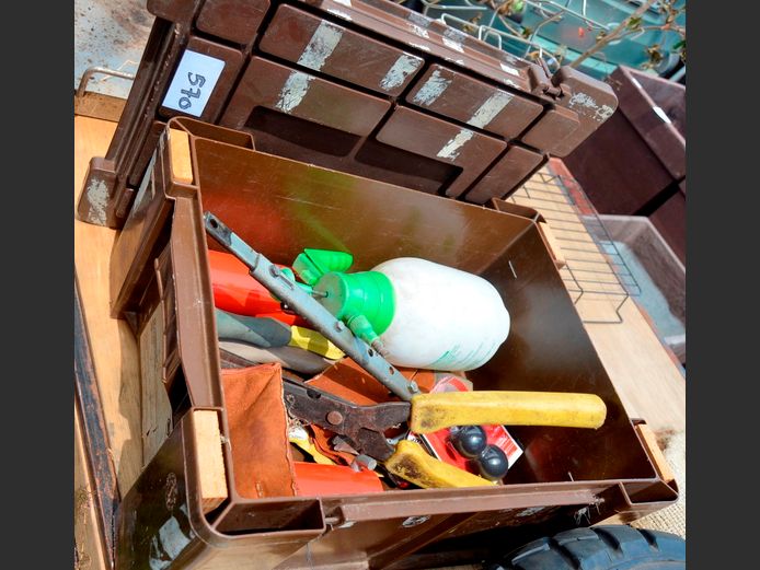 AMMO BOX WITH CONTENTS, 51 x 40 x 24cm