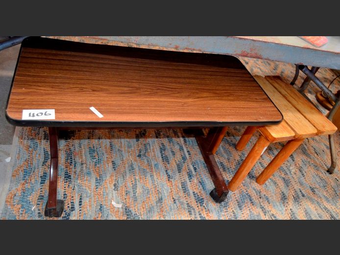 TV TROLLEY & A SIDE TABLE, 81 x 40 x 46cm & 35 x 33 x 41cm [Edging loose]  [26,27]