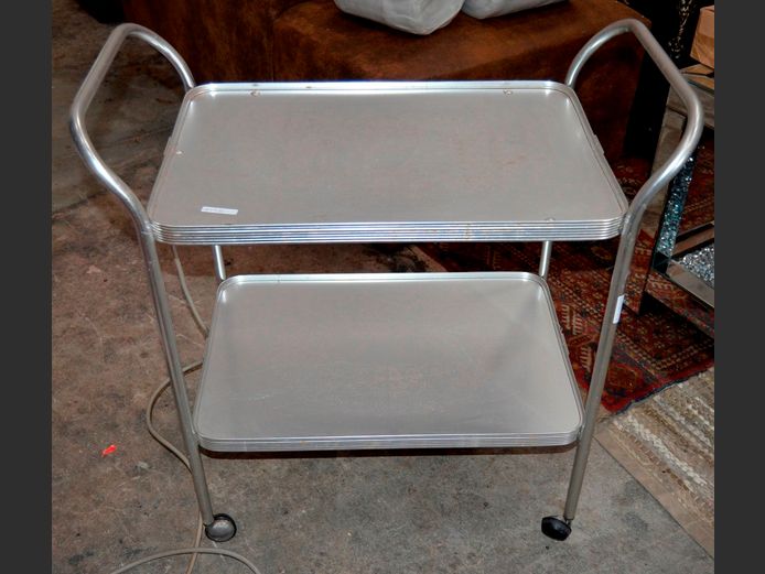 ERIK CHRISTIANSEN ALUMINIUM 2-TIER TROLLEY/WARMER, 77 x 41 x 78cm [Working]