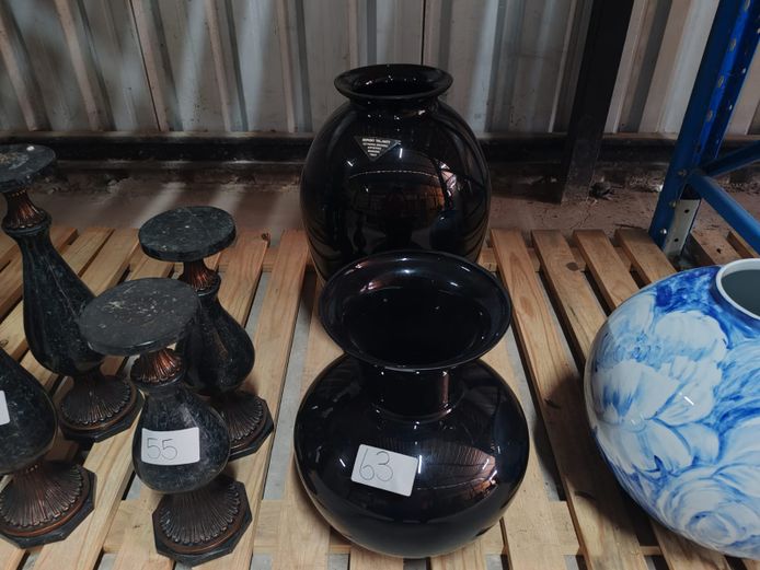 2 x Black Glass Vases (STC)