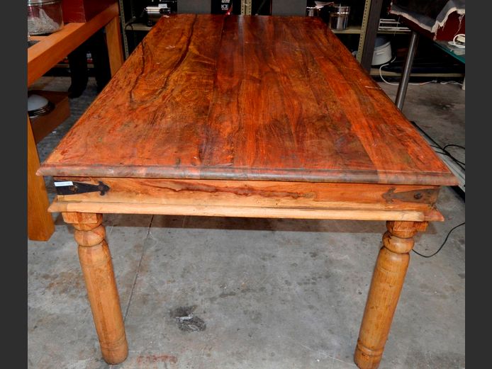 BALINESE TEAK 8-SEATER DINING TABLE, 206 x 101 x 76cm [Watermarks to top]