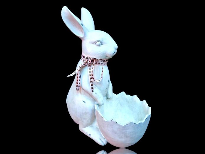 White Ceramic Easter Bunny Planter