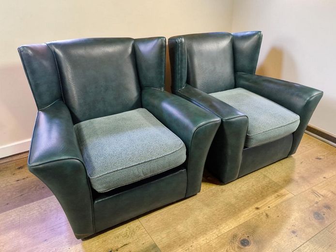 Pair of Vintage Mid-Century Style Wingback Armchairs