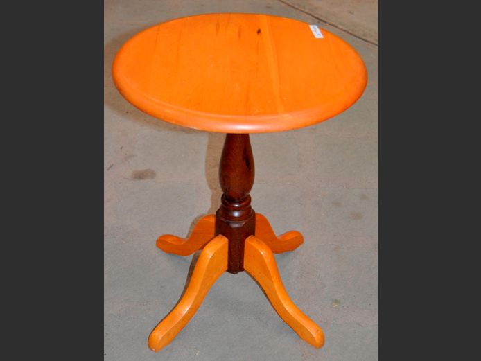 YELLOWWOOD & IMBUIA SIDE TABLE, 24cm Diameter x 41cm High