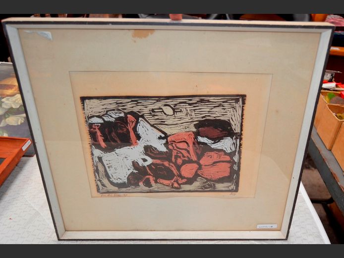 FRAMED LITHOGRAPH UNDER GLASS BY GUNTER VAN DER REIS, 35 x 28cm