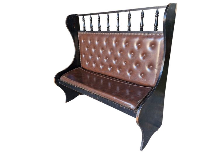 Vintage Spindle Back Veneered Bench
