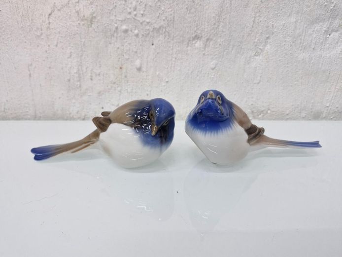 Pair of Bing & Grondahl Denmark Blue Birds Porcelain Figurines