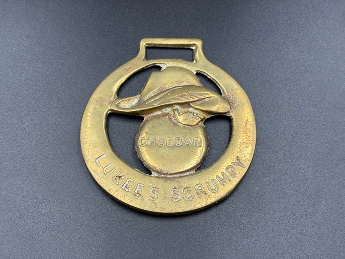 Vintage Brass Horse Harness Medallion – Lukee's Scrumpy Cheddar Advertising Design