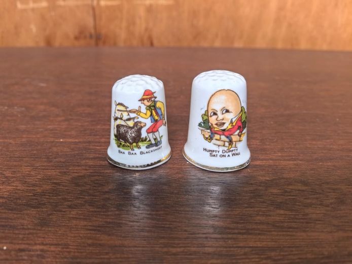 Newhall & Beaufort Vintage Bone China Nursery Rhyme Thimbles 