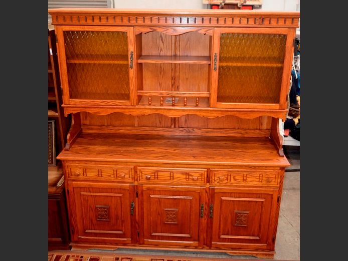 OAK 5-DOOR, 3-DRAWER DRESSER, 175 x 48 x 200cm