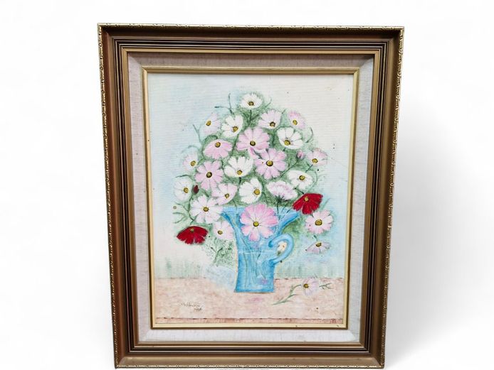 Original Oil Cosmos Painting by S. Wolmarans 1996