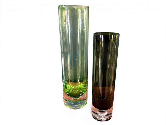 Two Tall Decorative Glass Vases