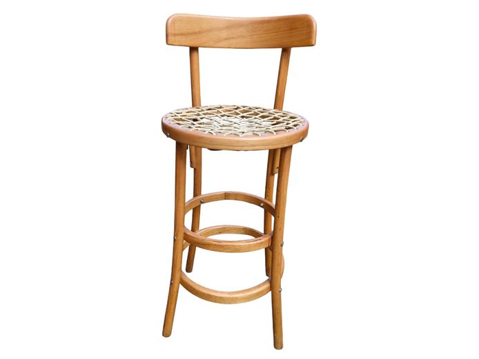 Woodbender Bentwood Bar Stool with Riempie Seat