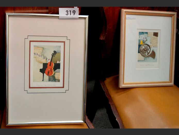 LOT OF 2 FRAMED ROSINA WACHTMEISTER PRINTS, 13cm x 9.5cm