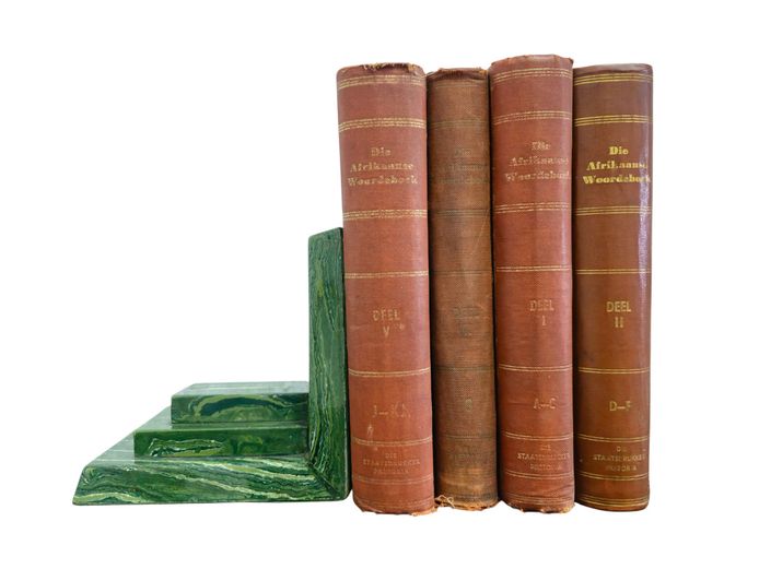 Vintage Die Afrikaanse Woordeboek Volumes & Lapilux Man-Made Marble Bookend