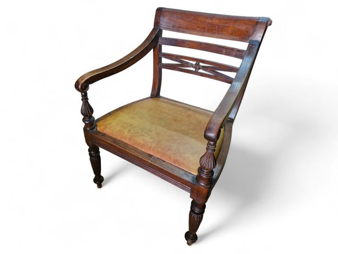 Regency Era Raffles Armchair with Leather Seat