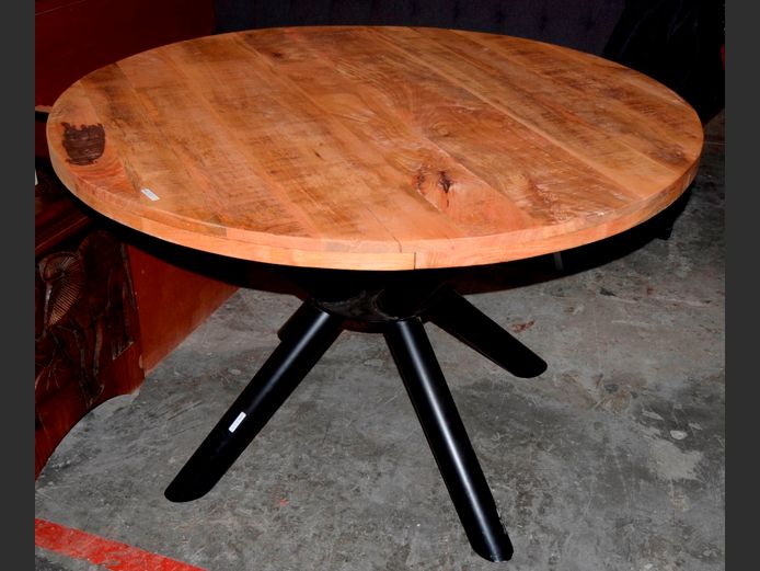 TALA MANGO WOOD CIRCULAR DINING TABLE, 120cm Diameter x 76cm High