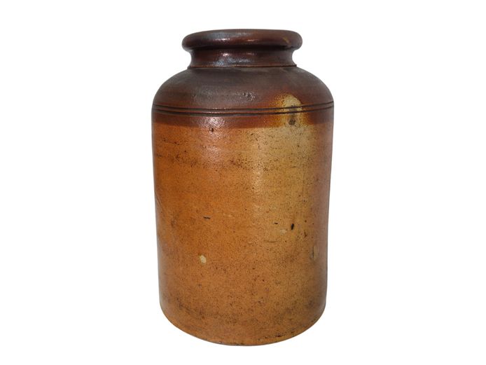 Large Antique English Two-Tone Salt-Glazed Stoneware Storage Jar (c. Late 19th Century)