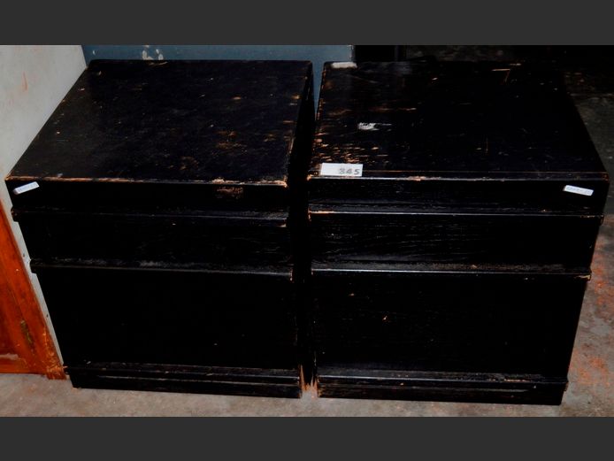 PAIR BLACK PAINTED BEDSIDE PEDESTALS, 50 x 47 x 56cm [Water damaged]
