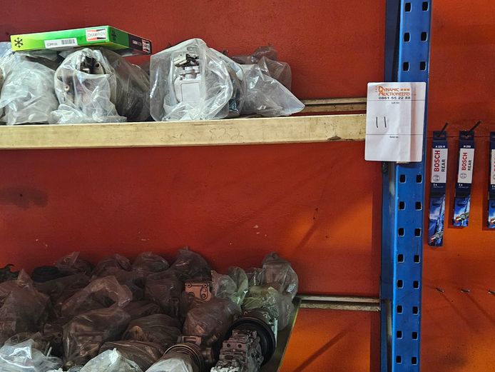 INDUSTRIAL SHELVING BEAMS AND METAL SHELVES (ATTACHED) ACCOMPANIED WITH RECON COMPRESSORS