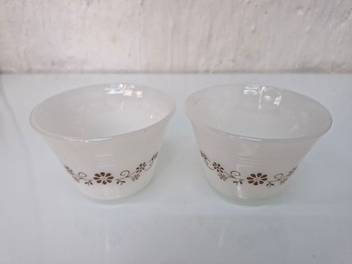 Pair of Vintage Milk Glass Custard Cups