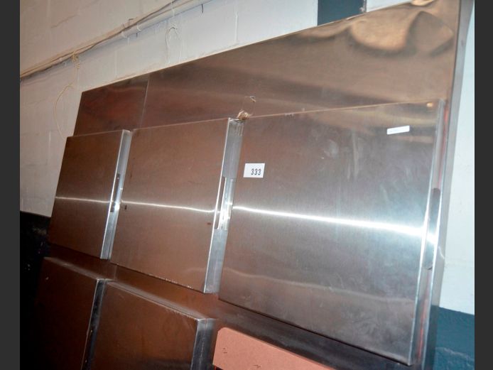 STAINLESS STEEL PROP MORTUARY DOOR, 191 x 174cm