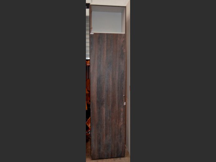 MAHOGANY FOIL 2-DOOR TALL CUPBOARD, 55 x 32 x 240cm [Small top door needed]