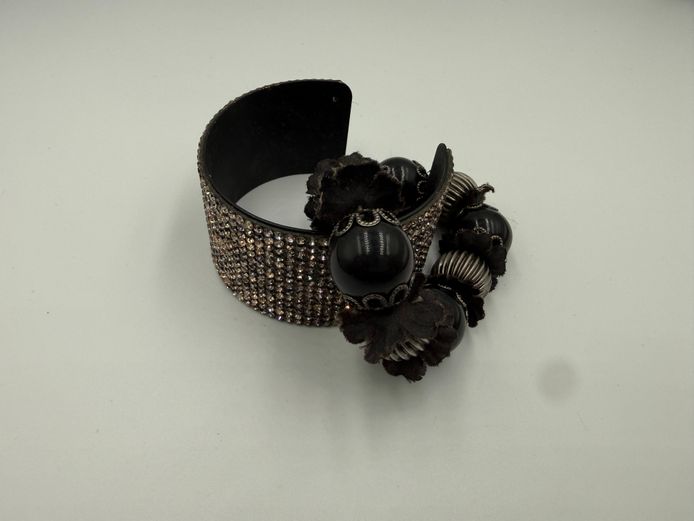 2 Fashion Bracelets – Rhinestone Cuff & Statement Beaded Stretch Bracelet