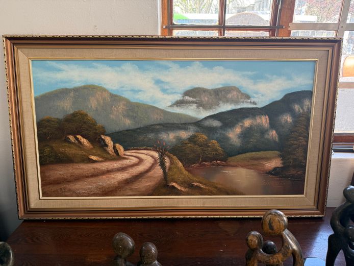 Oil Art Painting with Road & Aloe 