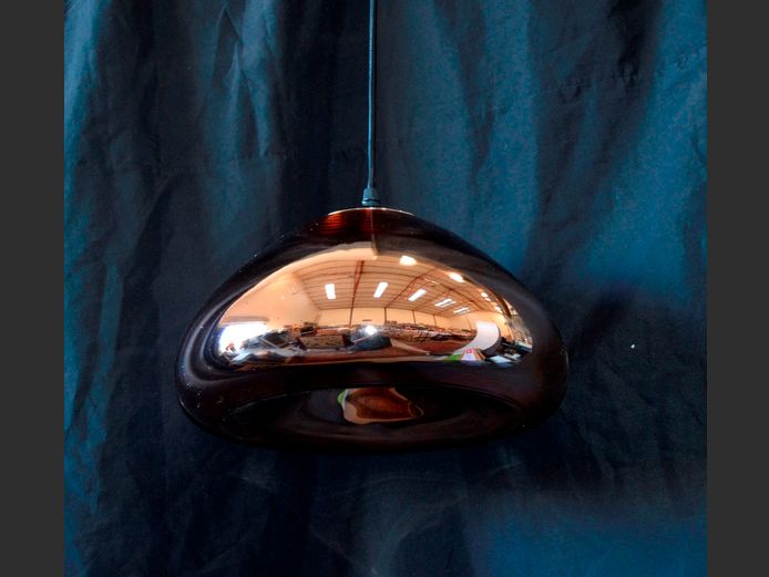"COPPER" GLASS DOME LIGHT, 30cm Diameter x 15cm High