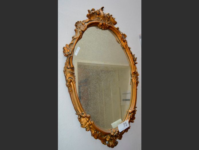 ROCOCO GILT FRAMED MIRROR, 92 x 64cm