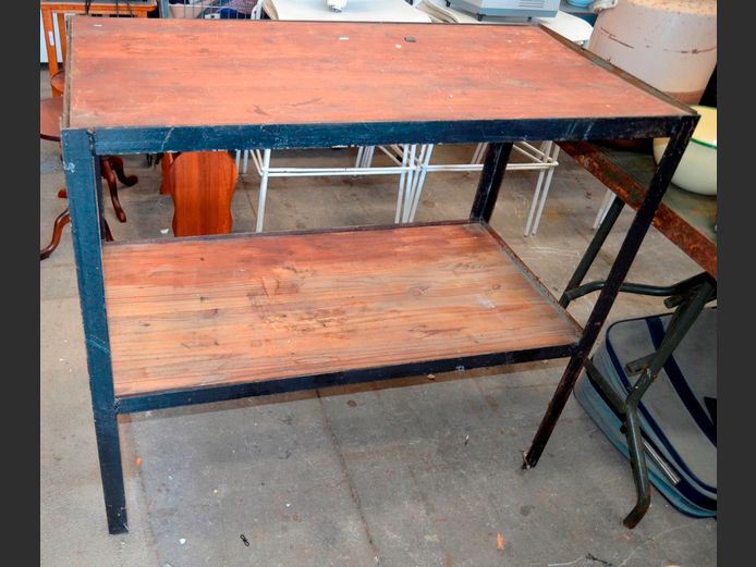 METAL 2-TIER WORK TABLE, 101 x 52 x 90cm