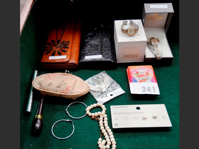 LOT: LADIES WRISTWATCHES, PURSES, etc